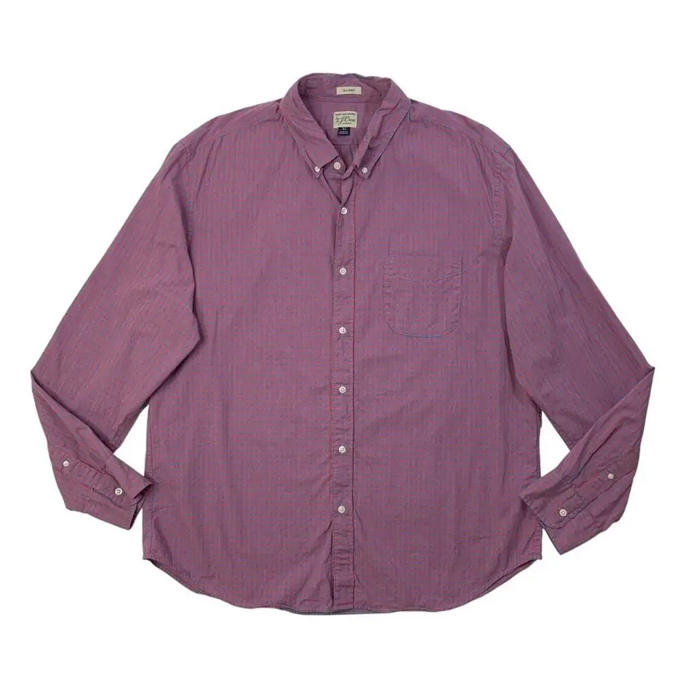 J Crew Shirt Mens XL Secret Wash Gingham Cotton Blend Down Shirts Classic Fit